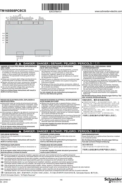 schneider施耐德TM168B08PCBCS M168 PC Board Logic Controller_ Instruction Sheet